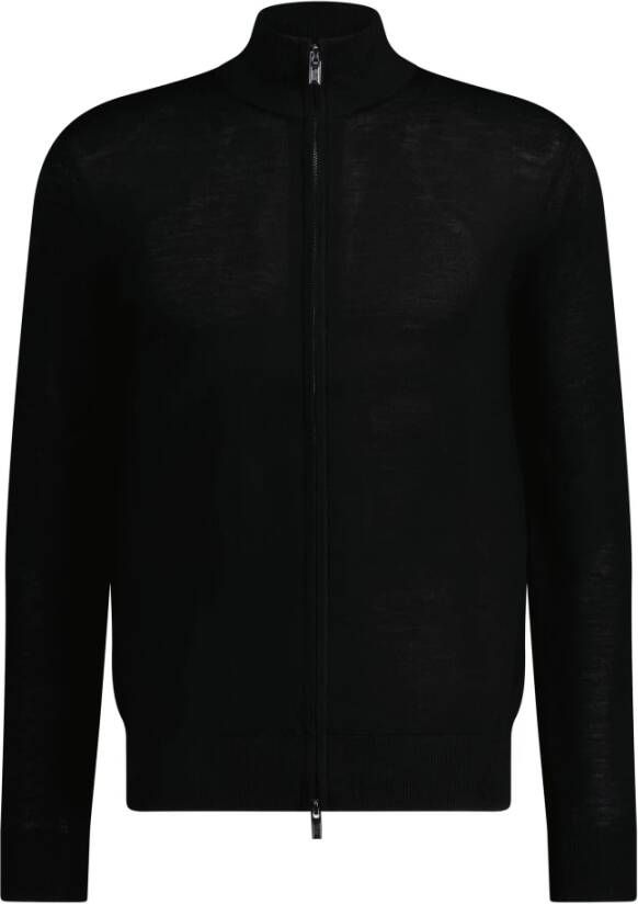Emporio Armani Zwarte Wol Zip-through Sweatshirt voor Heren Black Heren