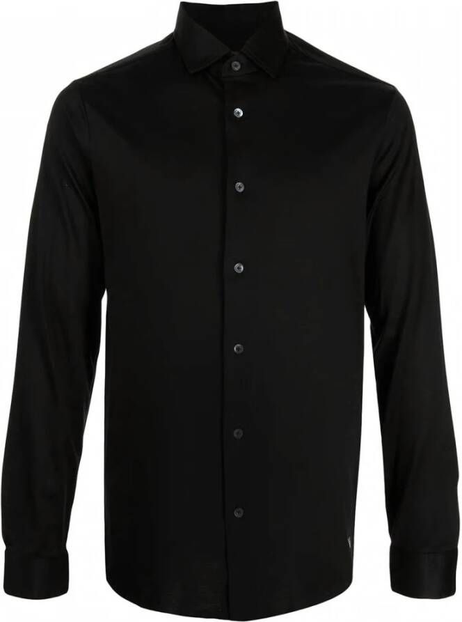 Emporio Armani Zwarte Lyocell Blend Overhemd Black Heren