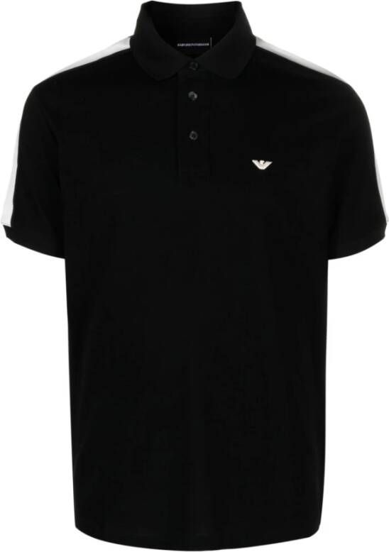 Emporio Armani Zwart Polo Shirt met Streepdetails Zwart Heren