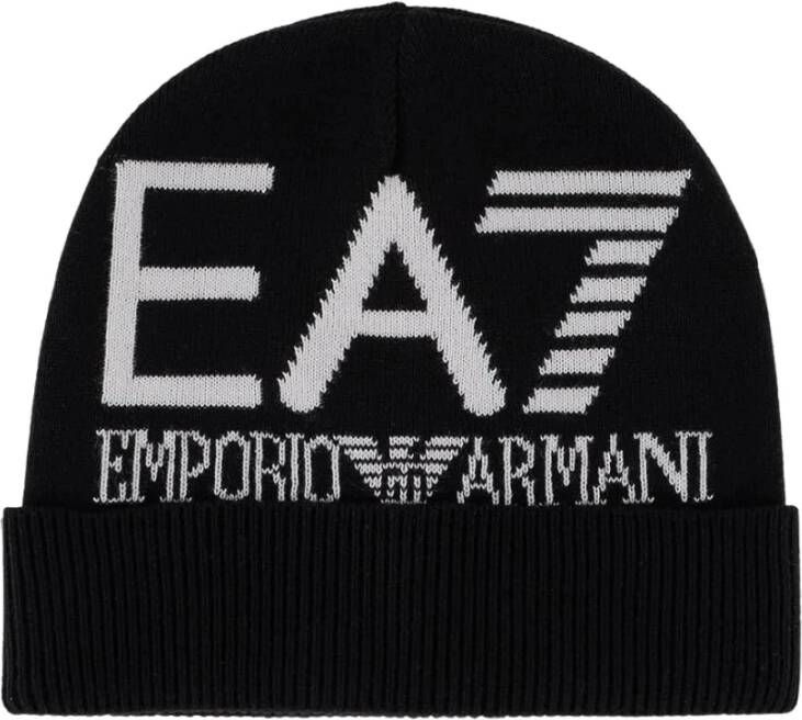 Emporio Ar i EA7 Cuffed Beanie Hat Black- Black