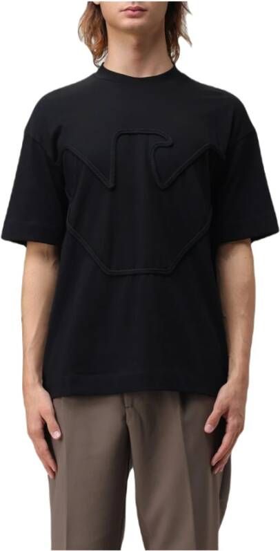 Emporio Armani Zwarte Adelaar Katoenen T-Shirt voor Heren Zwart Heren