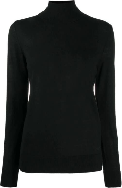 Emporio Armani Zwarte Fijngebreide Coltrui Sweater Zwart Dames