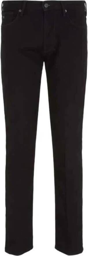 Emporio Armani Zwarte Jeans met Vijf Zakken en Logo Patch Zwart Heren