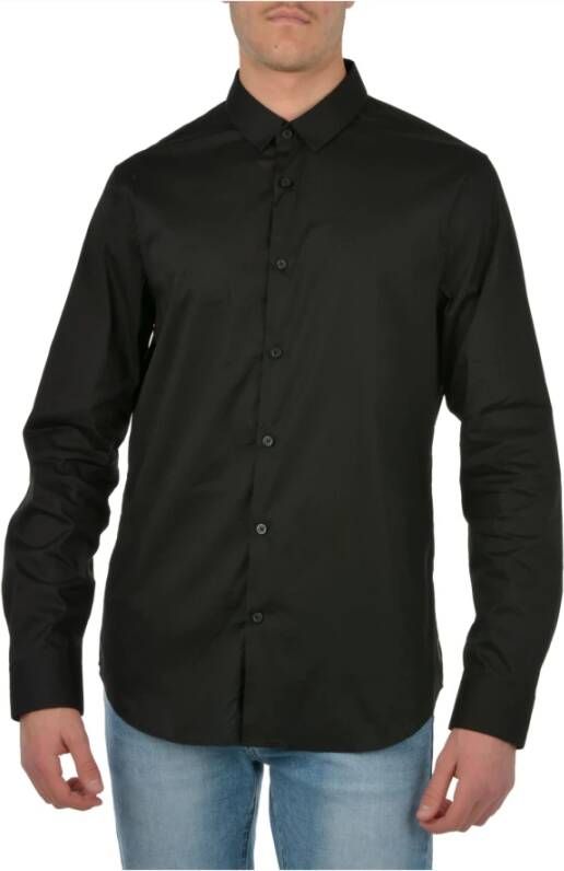 Emporio Armani Zwarte Logo Contrast Basic Shirt Black Heren