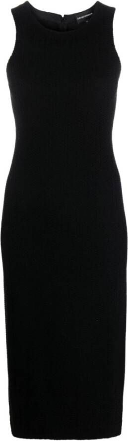 Emporio Armani Zwarte mouwloze herringbone jurk Zwart Dames