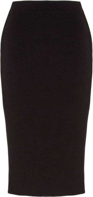 Emporio Armani Zwarte Ottoman-Effect Gebreide Midi Rok Zwart Dames
