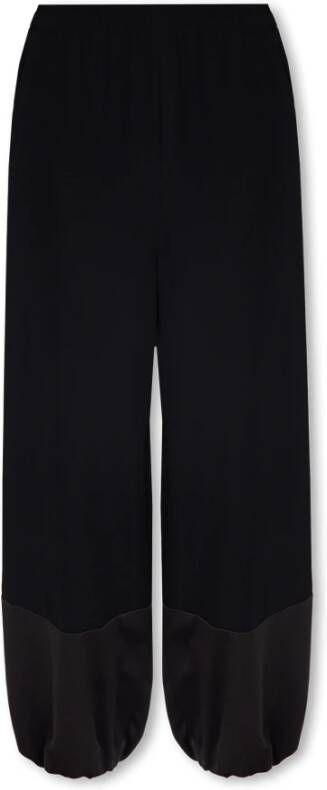 Emporio Armani Zwarte relaxed-fit broek met satijnen details Black Dames