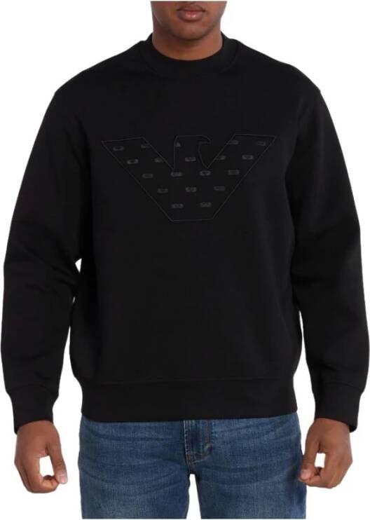 Emporio Armani Zwarte Sweaters met Ronde Hals en Lange Mouwen Black Heren