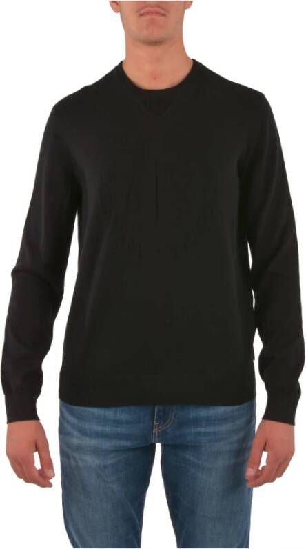 Emporio Armani Zwarte Sweaters met Verhoogd Logo Zwart Heren