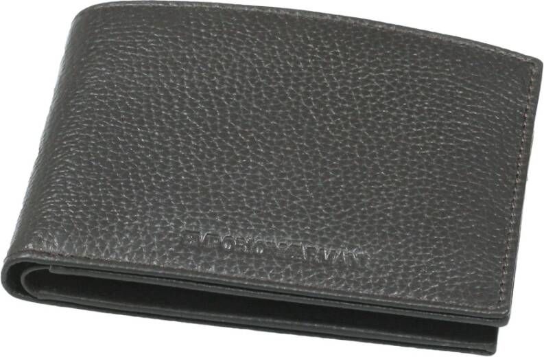 Emporio Armani Zwartkorrelige lederen portemonnee Zwart Heren