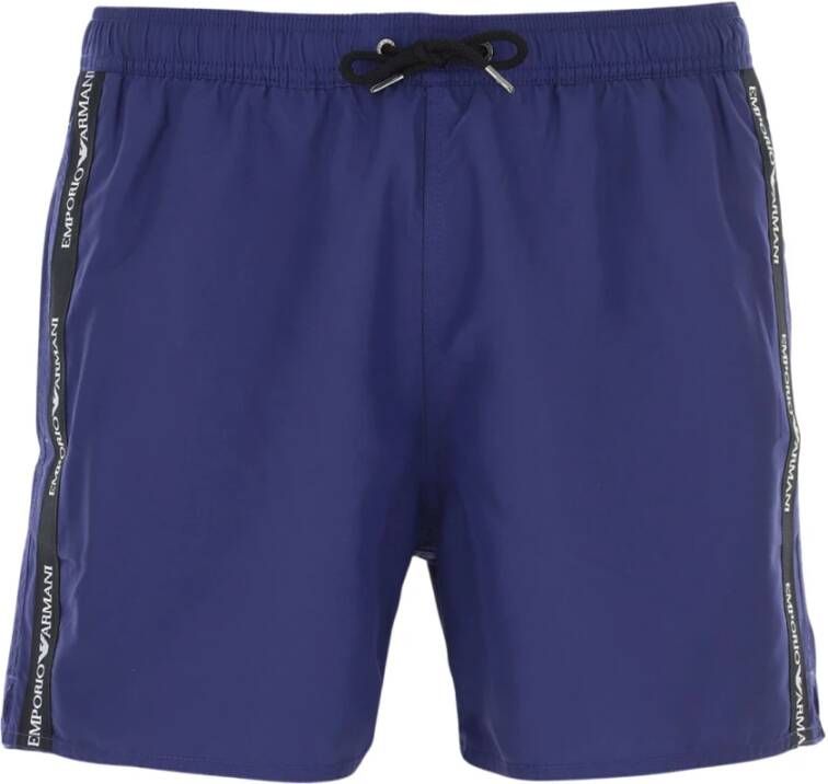 Emporio Armani Zwem shorts met logo -band Blauw Heren