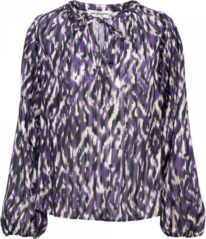 &Co Woman Feminine Blousetop met Ronde Hals Purple Dames