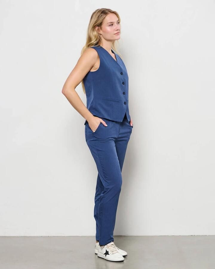 &Co Woman Gewatteerde Vest met Capuchon Blue Dames - Foto 4