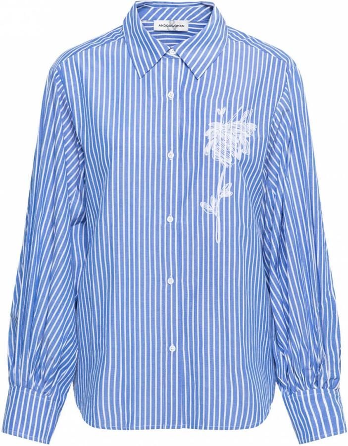 &Co Woman Overhemd met lange mouwen effen kleur Blue Dames