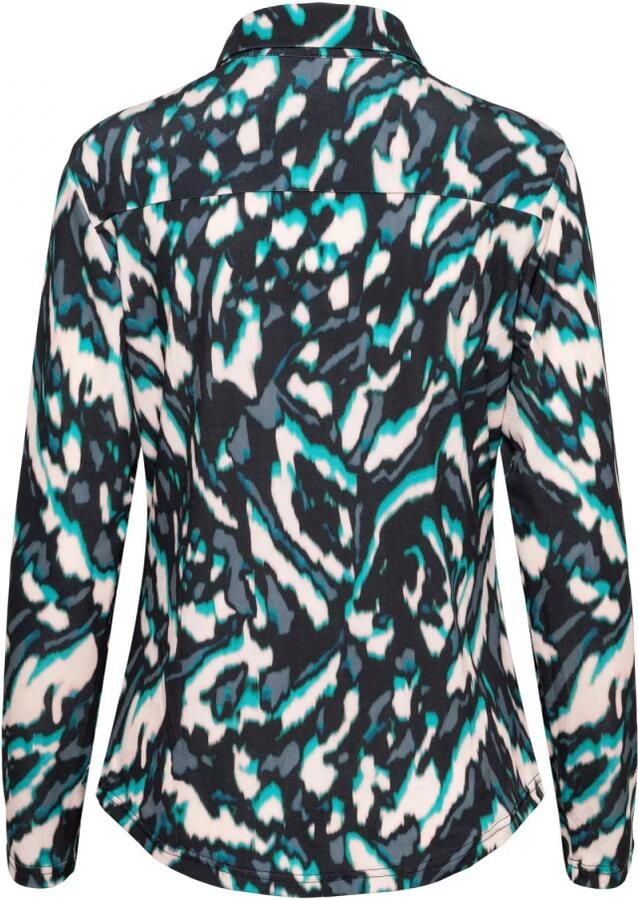 &Co Woman blouse met all over print LOTTE MINERAL blauw zwart wit - Foto 3