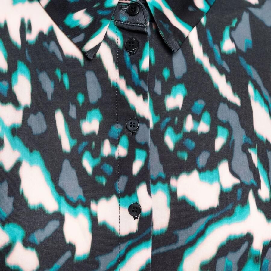 &Co Woman blouse met all over print LOTTE MINERAL blauw zwart wit - Foto 2