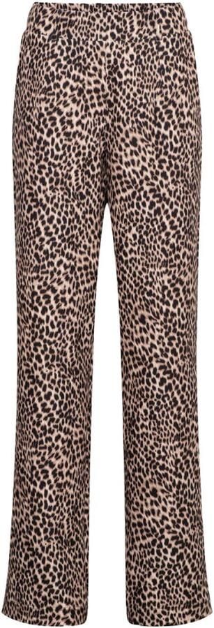 &Co Woman straight fit broek met panterprint bruin zwart