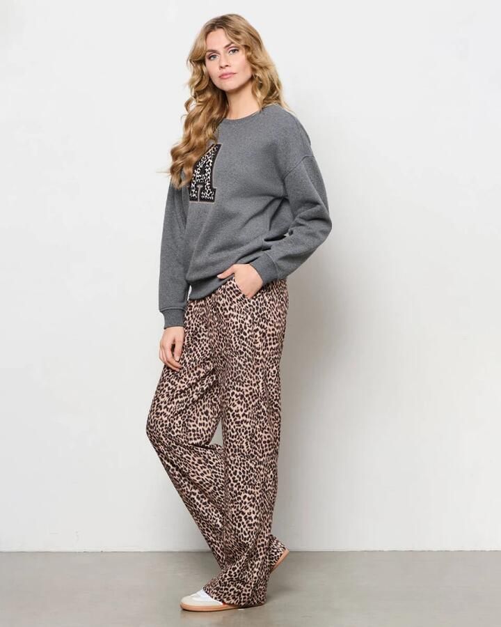 &Co Woman straight fit broek met panterprint bruin zwart - Foto 2