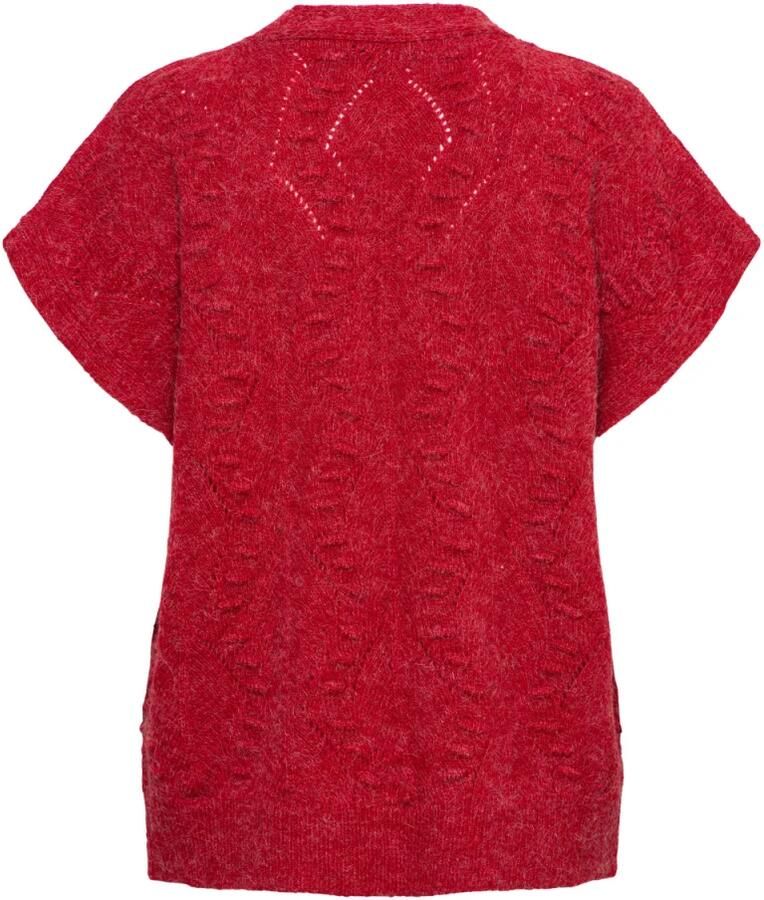 &Co Woman Rood Jacquard Gebreid Vest Red Dames
