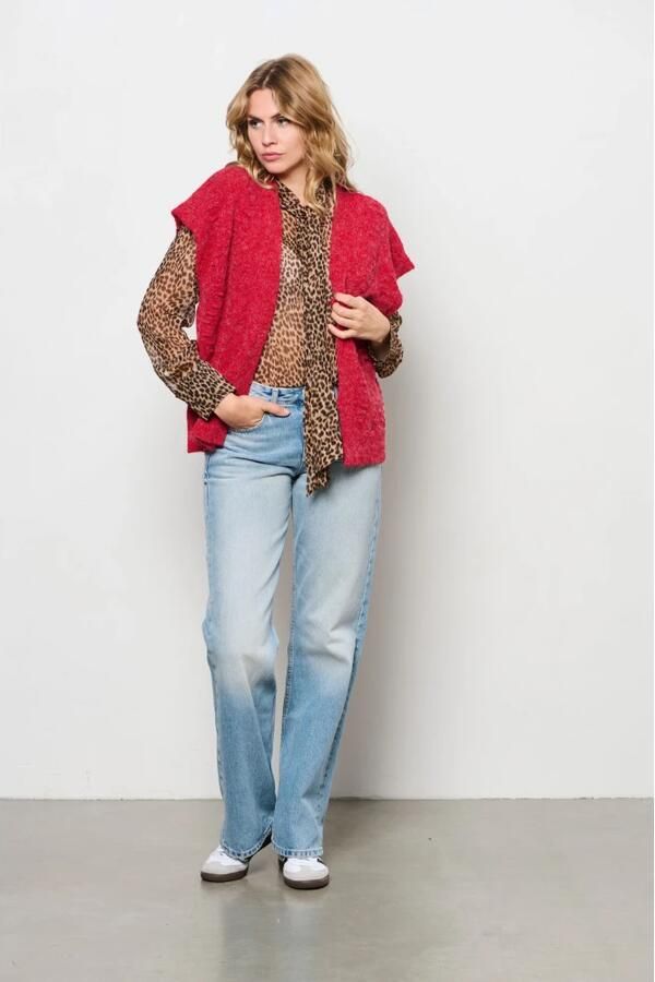 &Co Woman Rood Jacquard Gebreid Vest Red Dames - Foto 3