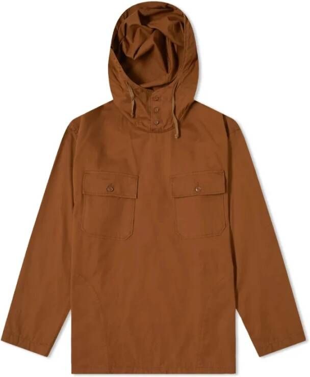 Engineered Garments Twill cagoule shirt geschuurd hoodie Bruin Heren