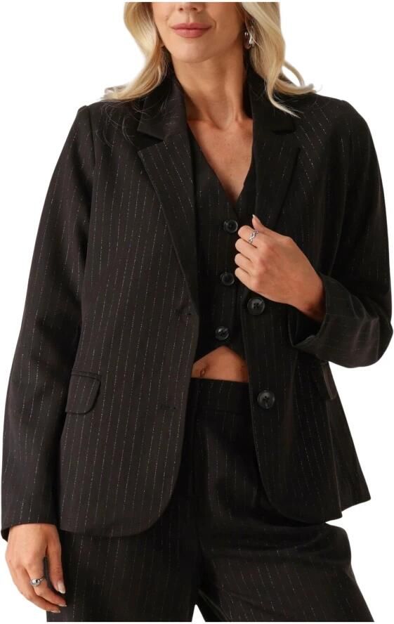 Envii Zwarte Blazer met Gouden Streep Black Dames - Foto 7