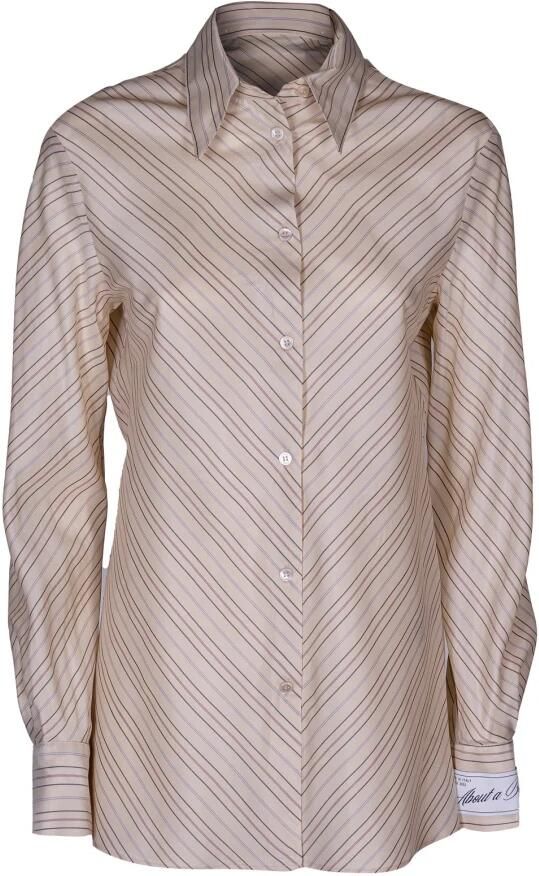 Erika Cavallini Gestreepte damesblouse Italiaans gemaakt Beige Dames