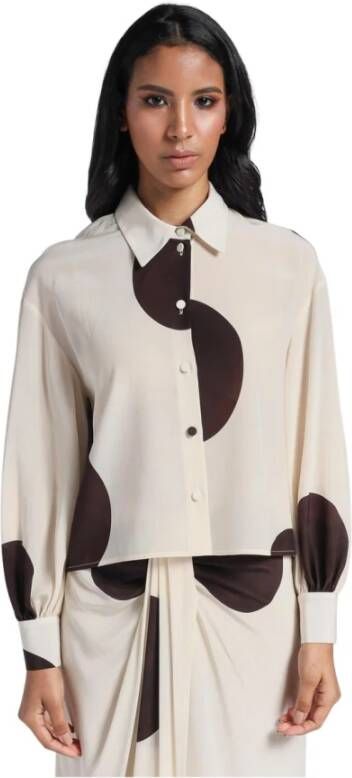 Erika Cavallini Mannelijk shirt met macro -afdrukken Wit Dames