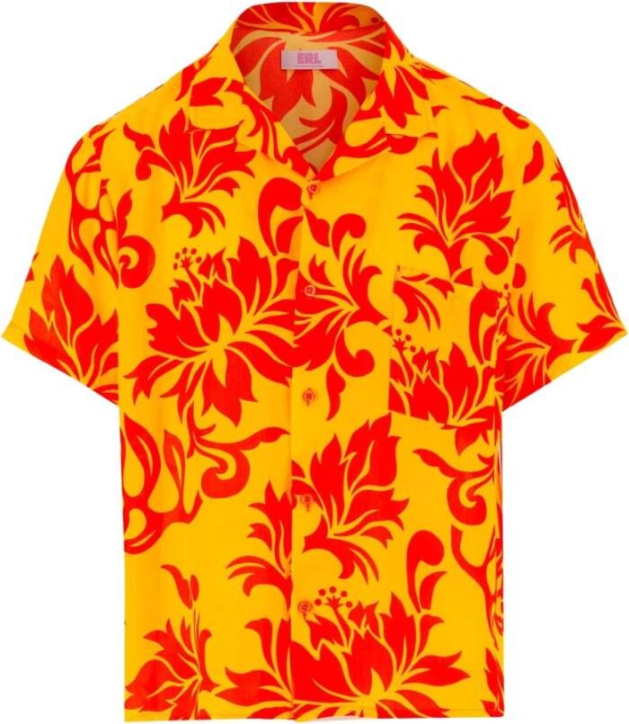 ERL Bloemen Viscose Shirt met Brede Kraag Meerkleurig Heren