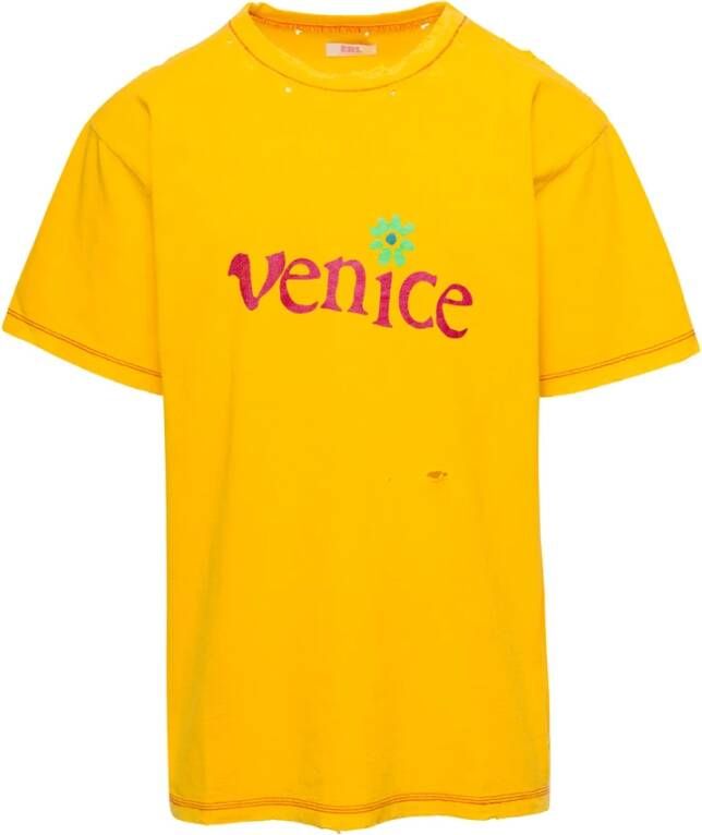 ERL Gele Venice T-Shirt Gebreid Yellow Heren