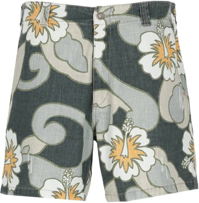 ERL Gele Hibiscus Print Bermuda Shorts Gray Heren