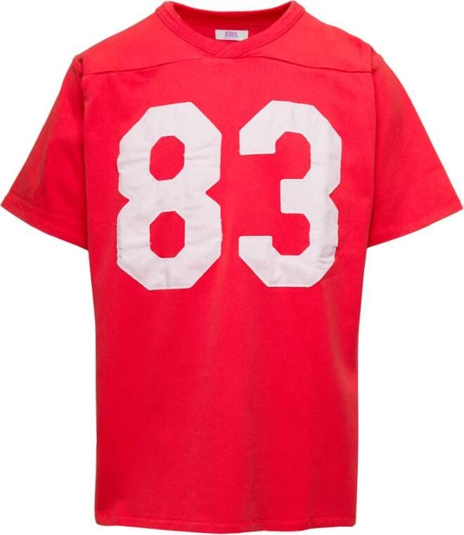 ERL Oversized Voetbalshirt met V-hals Red Heren