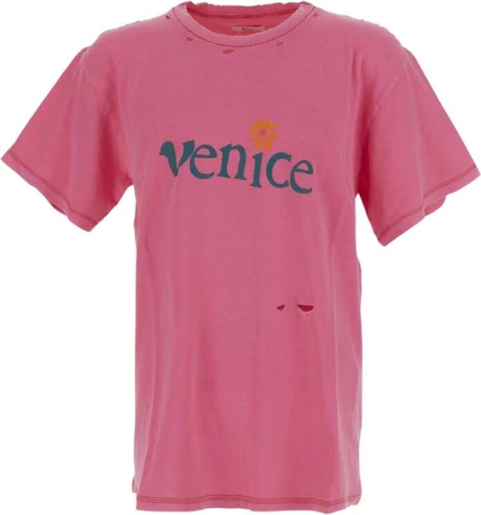 ERL Venice-Be Nice T-shirt Roze Heren