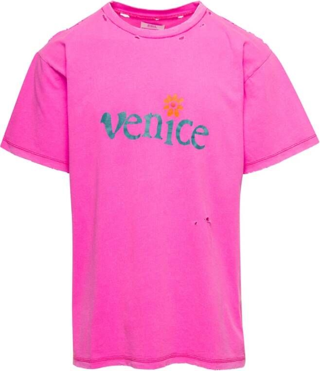 ERL Venice T-Shirt Gebreid in Roze Pink Heren