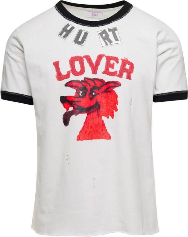 ERL Witte Unisex Hurt Lover T-Shirt Gebreid White Heren