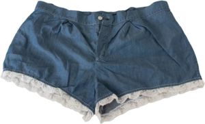 Ermanno Scervino 100% Cotton Denim Blue Lace Shorts Underwear Blauw Dames