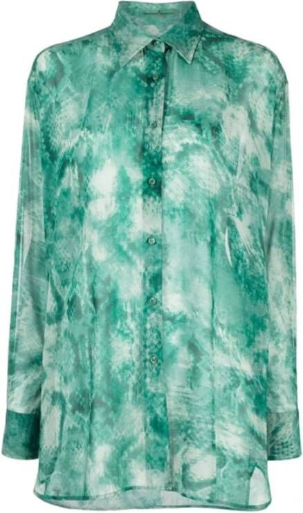 Ermanno Scervino Abstract patroon lange mouwen shirt Groen Dames