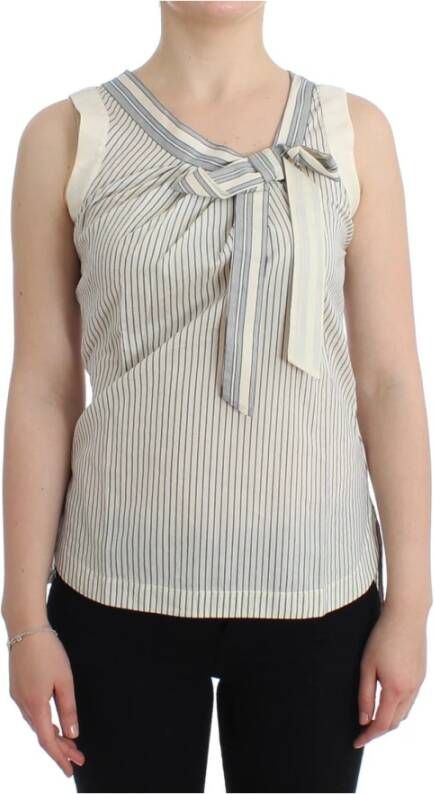 Ermanno Scervino Beachwear gestreepte bovenste blouse shirt boogtank Wit Dames