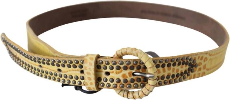 Ermanno Scervino Beige Genuine Leather Snakeskin Design Round Belt Beige Dames