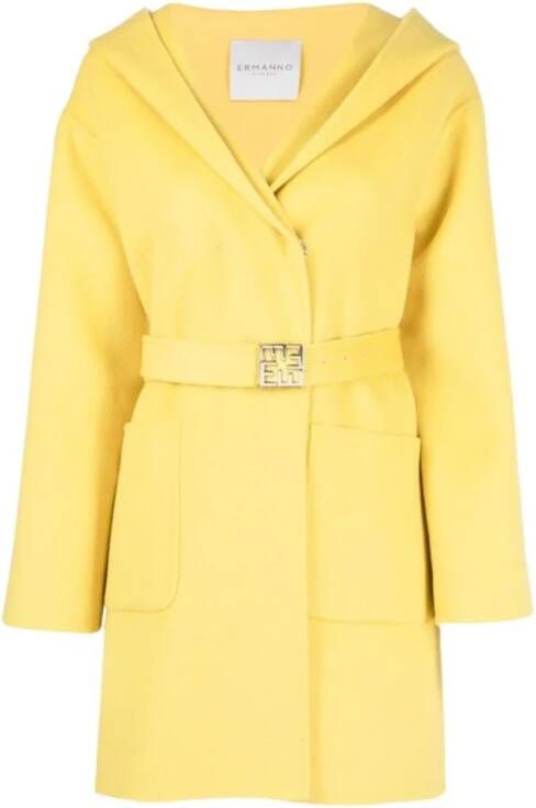 Ermanno Scervino Belted Coats Yellow Dames