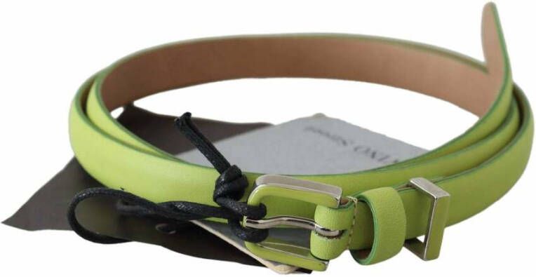Ermanno Scervino Green Leather Chartreuse Silver Green Buckle Belt Green Unisex