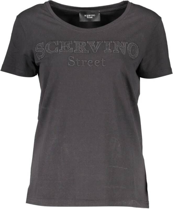 Ermanno Scervino Chic T-shirt met geborduurd logo en contrasterende accenten Black Dames