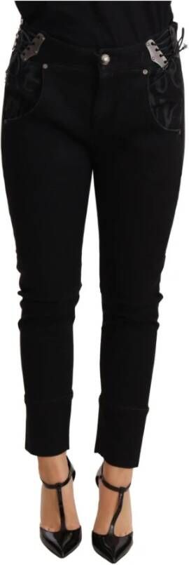 Ermanno Scervino Black Low Taille Skinny Slim Trouser Cotton Jeans Zwart Dames