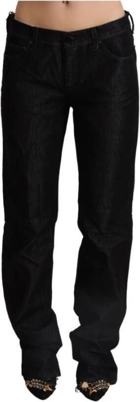 Ermanno Scervino Black Low Waist Cotton Denim Straight Jeans Zwart Dames