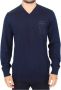 Ermanno Scervino Blue Wool Blend V-neck Pullover Sweater Blauw Heren - Thumbnail 1