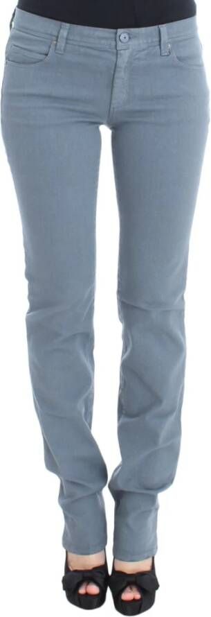 Ermanno Scervino Blue Cotton Blend Slim Fit Bootcut jeans Blauw Dames
