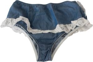 Ermanno Scervino Blue Cotton Lace Slip Denim Bottom Underwear Blauw Dames