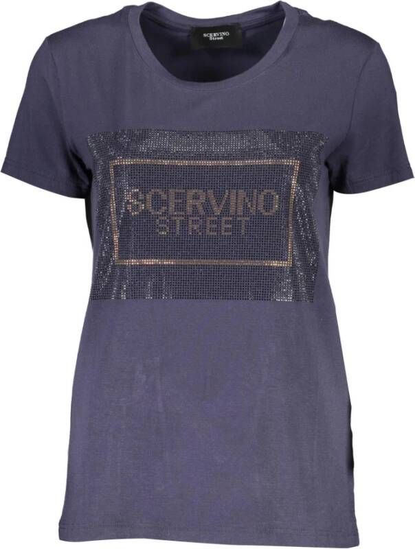 Ermanno Scervino Blue Elastane Tops T-Shirt Blauw Dames