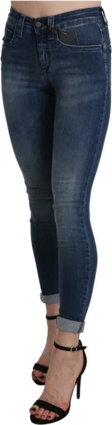 Ermanno Scervino Blue gewassen hoge taille magere bijgesneden katoenen jeans Blauw Dames