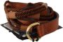 Ermanno Scervino Brown Leather Braided Rope Gold Buckle Belt Bruin Unisex - Thumbnail 1
